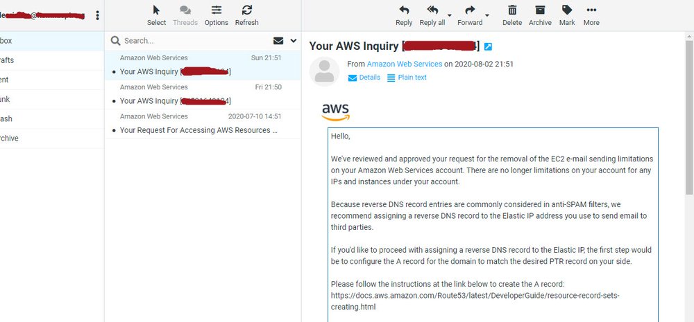 Persetujuan AWS EC2 port 25 untuk semua IP dan instance